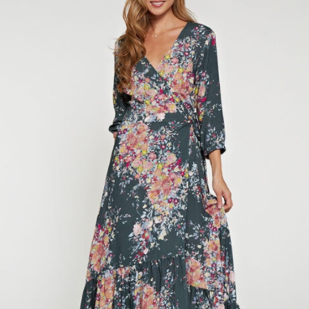LAST ONE! Sage Green Wrap Maxi